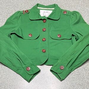 Luella for Target Green Cropped Military Jacket Size Large Y2K